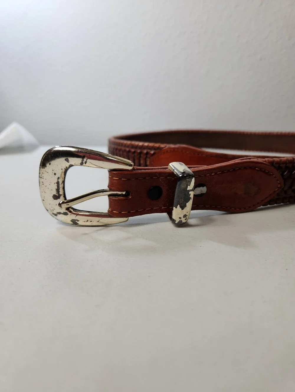 Nocona Mens |38| Cognac Brown Woven Leather Belt